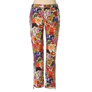Alberto Makali Floral Stretch Blue Red Pants SZ10